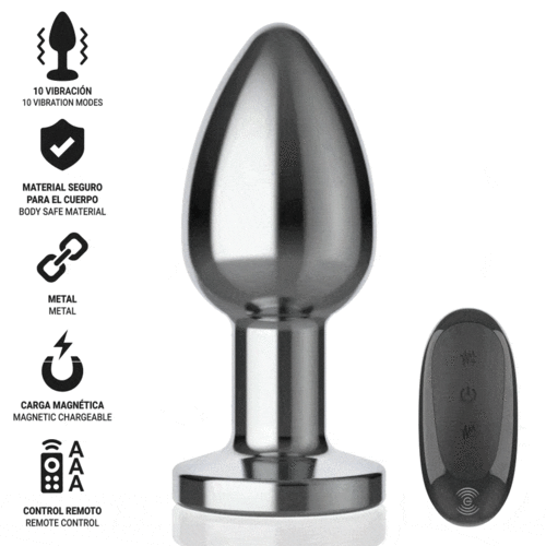 INTENSE - ANAL PLUG 10 VIBRATIONS METAL WITH REMOTE CONTROL L