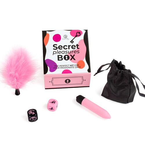 SECRET PLAY - CAJA DE PLACERES PARA PAREJAS: DADO + BALA VIBRADORA + PLUMA