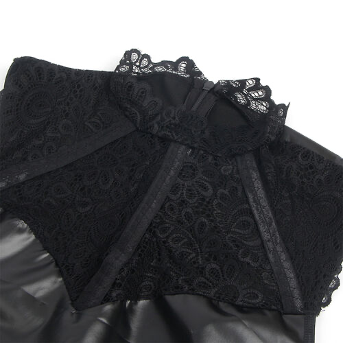 SUBBLIME - 957544 ABITO IN PELLE CON COLLO IN PIZZO NERO S/M