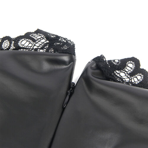 SUBBLIME - 957544 ABITO IN PELLE CON COLLO IN PIZZO NERO S/M