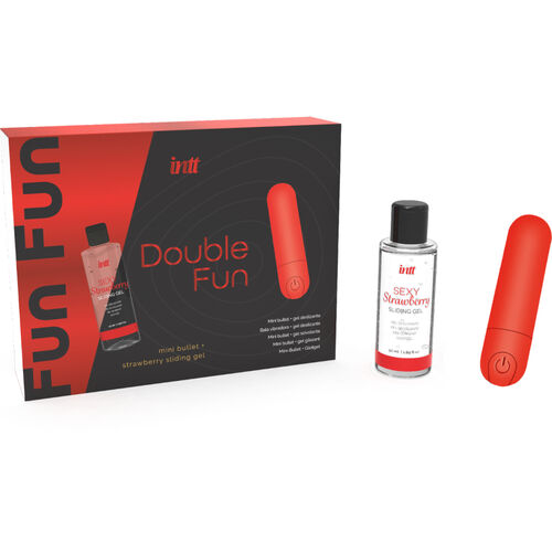 INTT RELEASES - KIT DOPPIO DIVERTIMENTO CON PROIETTILE VIBRANTE E GEL MASSAGGIANTE ALLA FRAGOLA